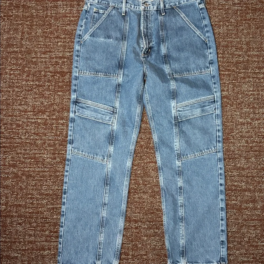AGOLDE cooper cargo jeans medium wash wide leg baggy jeans size 31 (women’s 12) - Picture 1 of 15
